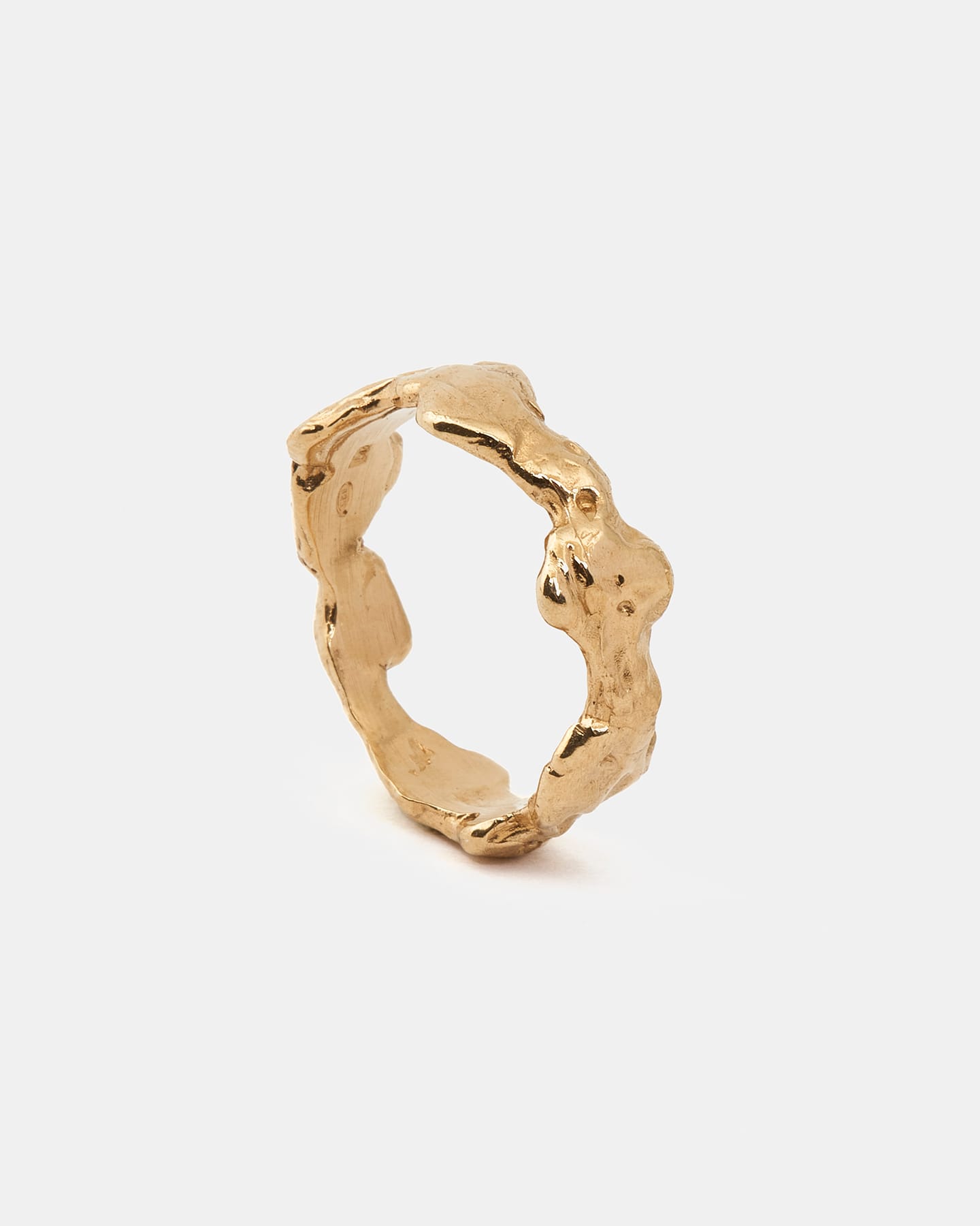 LMJ Lava Ring in gold with a textured design on a white background