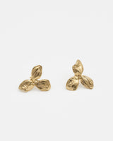 LMJ Trifoglio Mini Earrings in gold – miniature sculptural clovers in gold