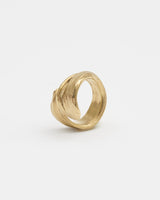 LMJ Twist Ring in gold – textured curves with architectural flow