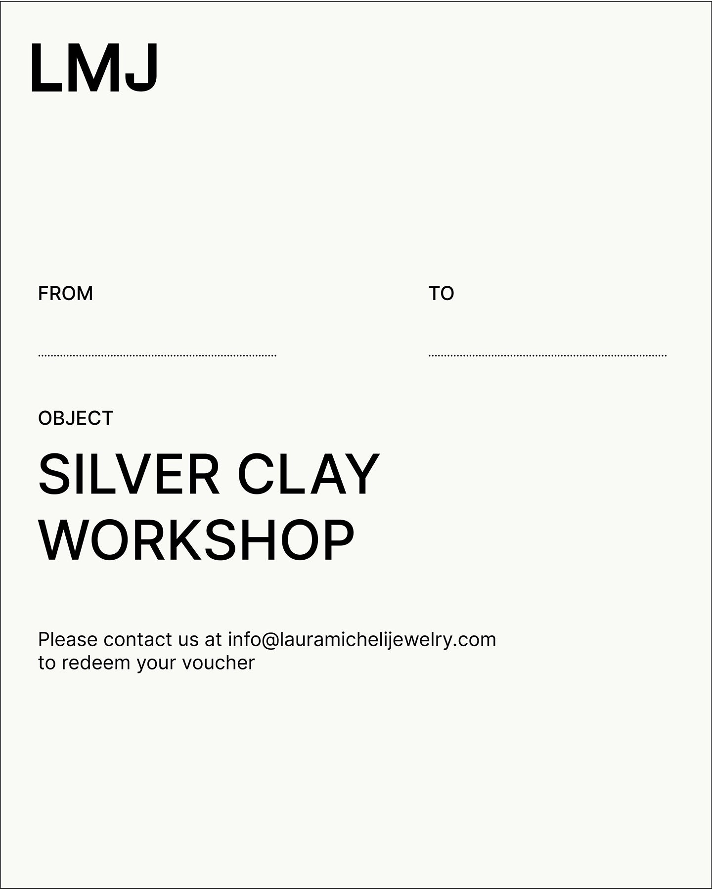 LMJ Gift Card Silver Clay Workshop