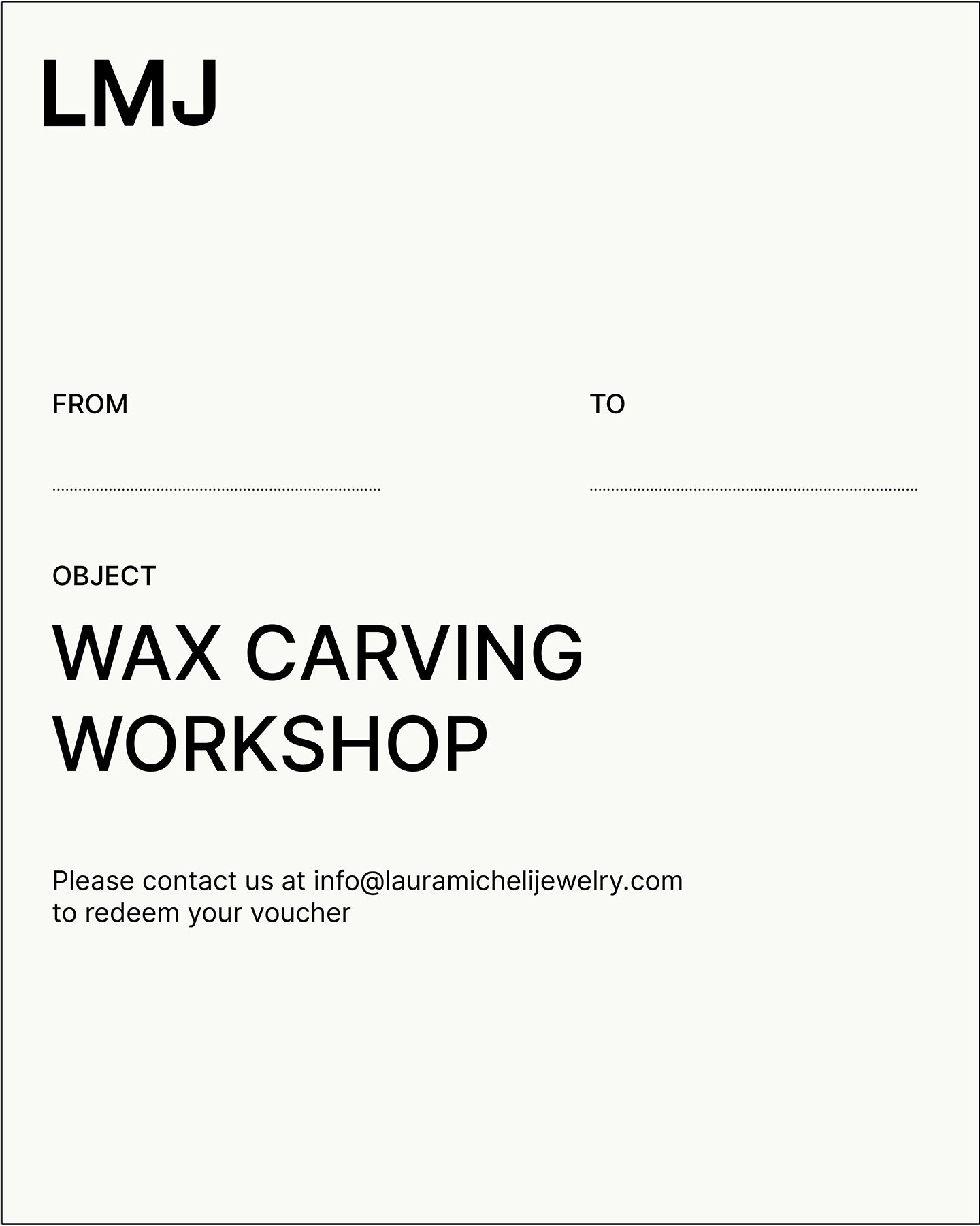 LMJ Gift Card Wax Carving Workshop