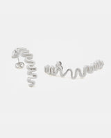 Silver Arpa long earrings with a sculptural, fluid shape