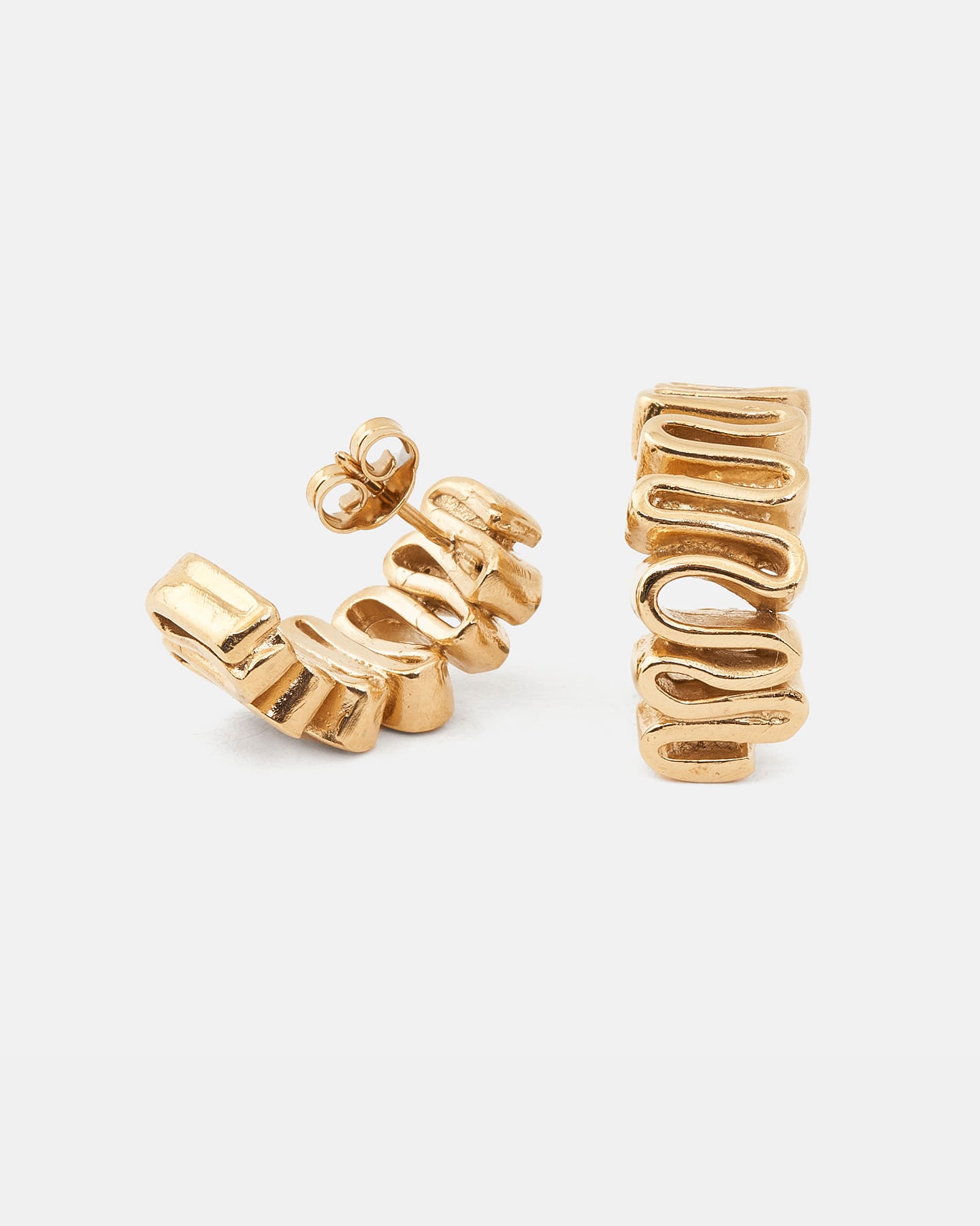 Gold Arpa Hoops earrings with undulating organic curves