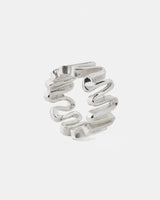 Silver Arpa ring with layered organic ridges