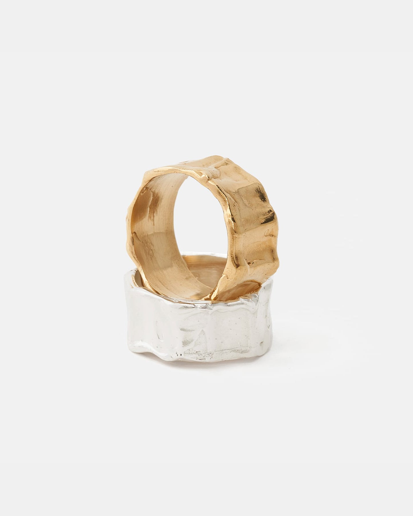 LMJ hand-sculpted ring in gold and silver 