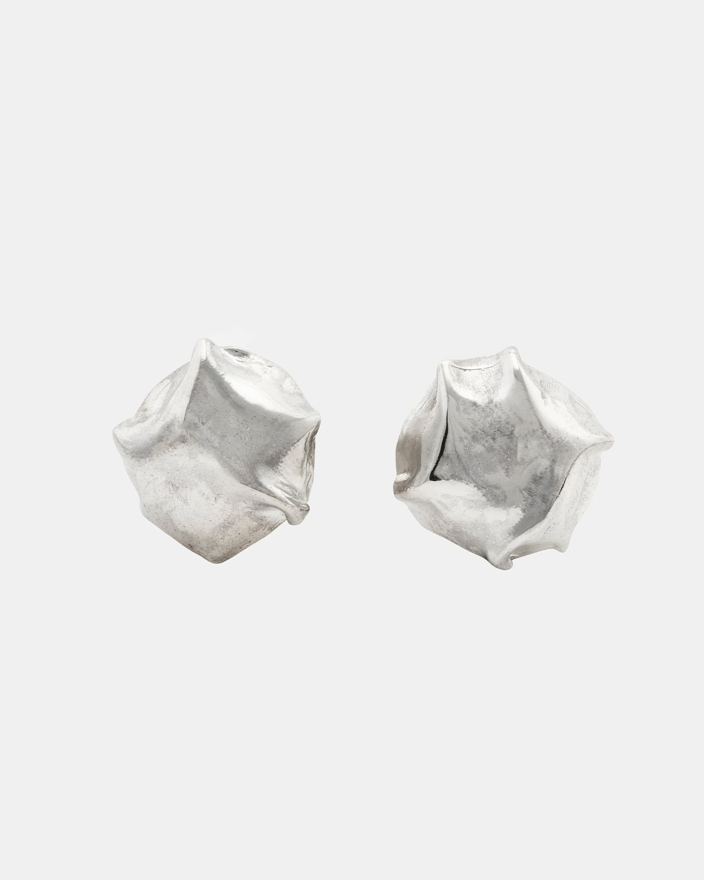 LMJ Balloon Earrings in silver - front facing design with fluid shape