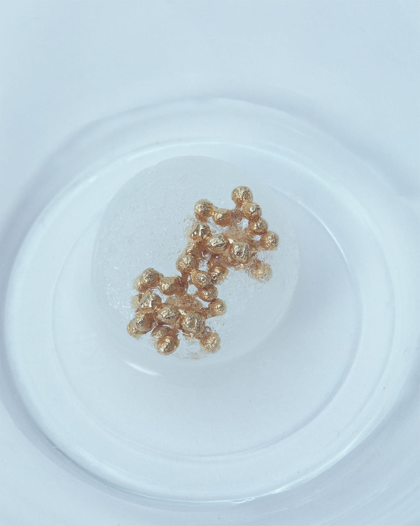 Gold LMJ Bouquet Maxi bead cluster on a clear circular background