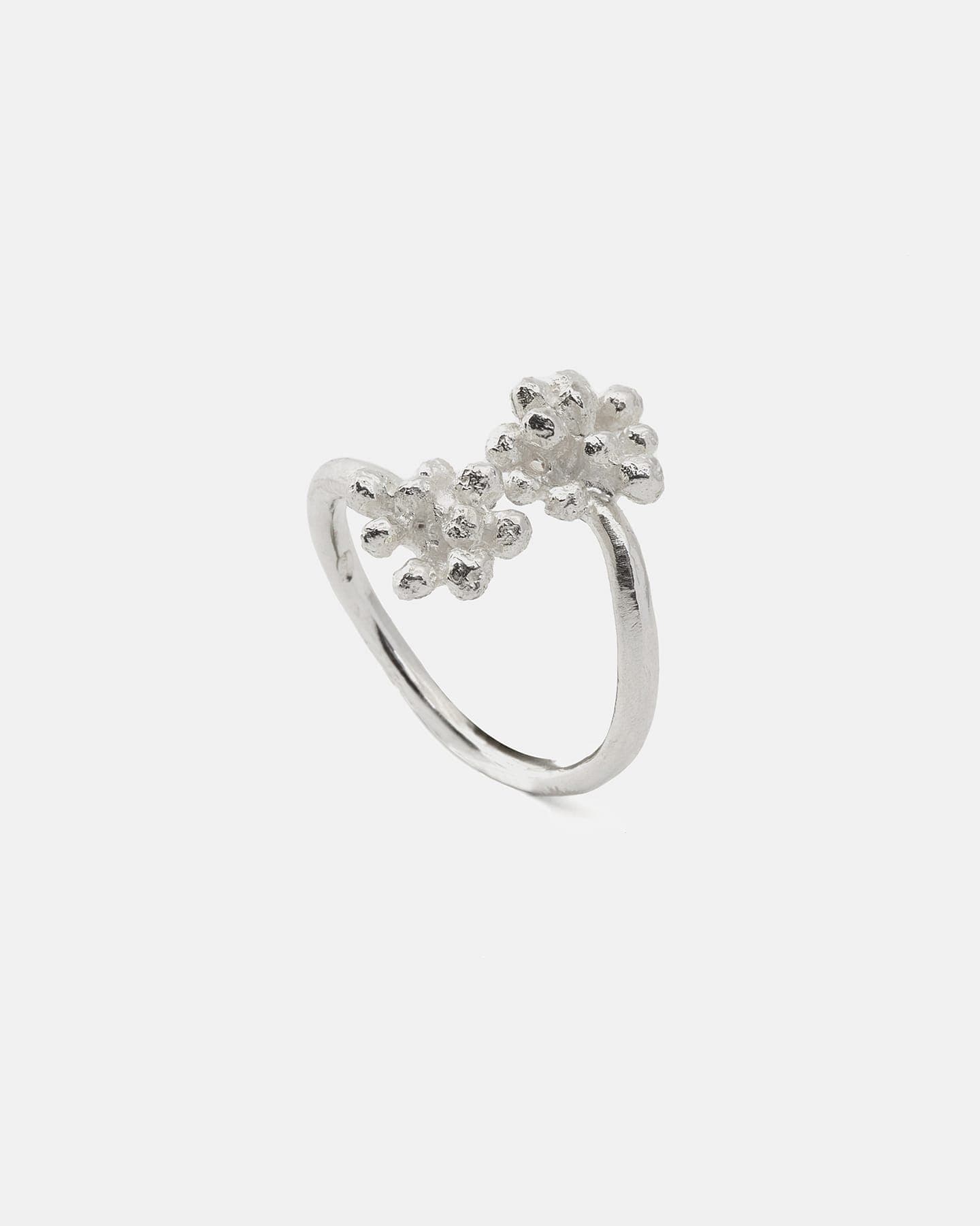 Side view of LMJ Bouquet Ring in silver showcasing texture