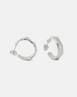 LMJ Earth Hoops mini earring in silver finish detail front and side angle