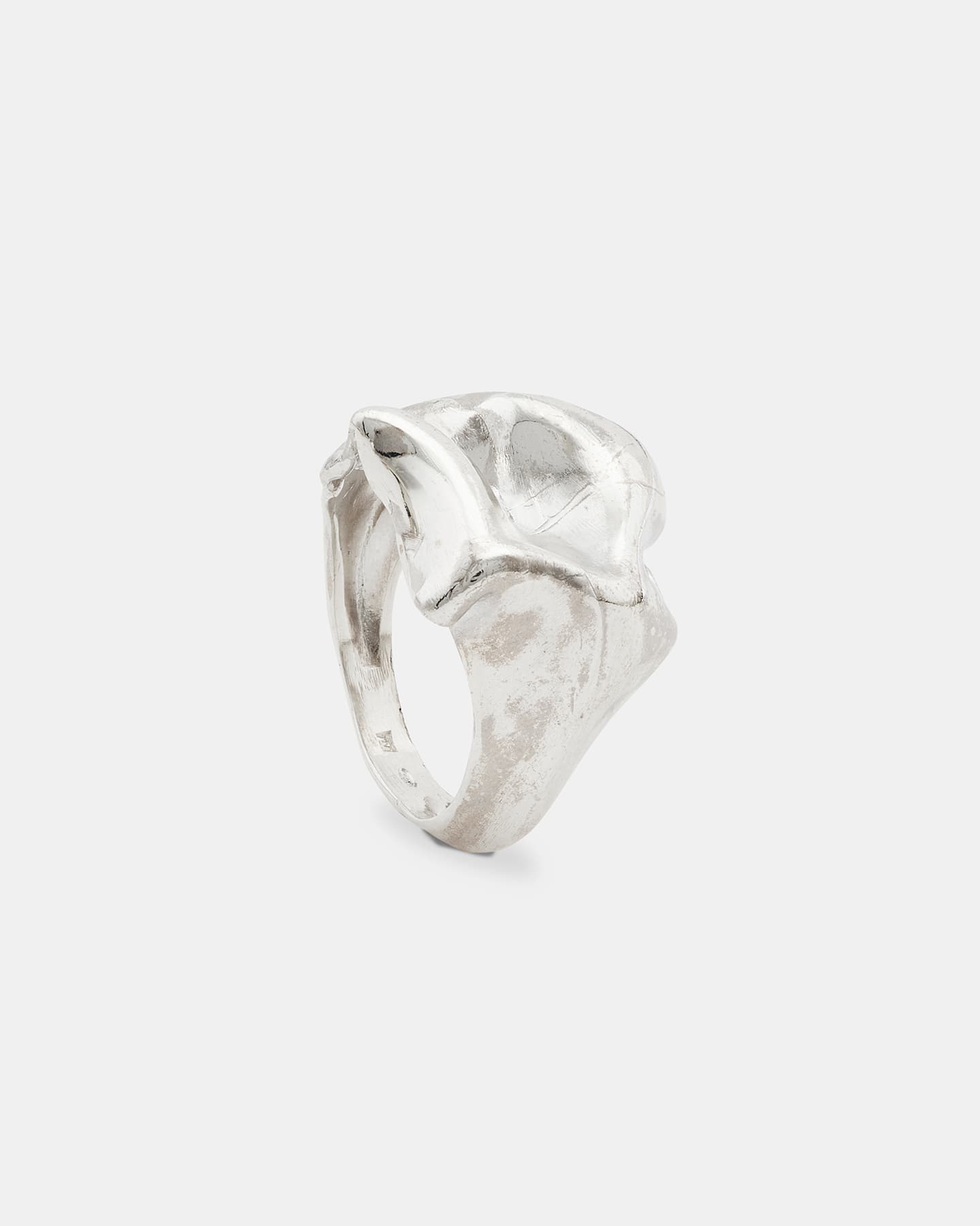 LMJ Fold Ring in silver, reflective finish on white background