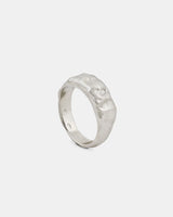 LMJ Glaze Ring in silver – textured band with fluid detail and raw polish