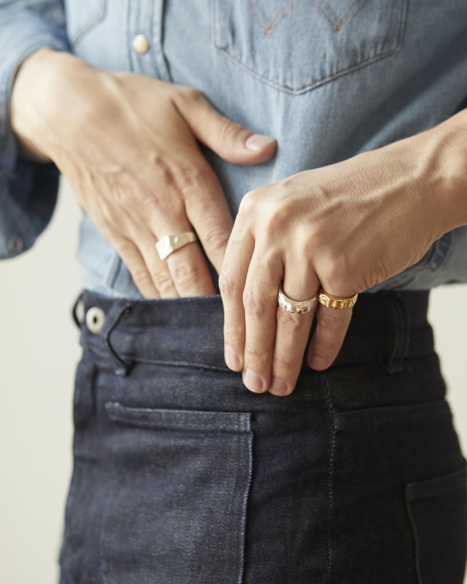 LMJ Glaze Ring in silver on a male model