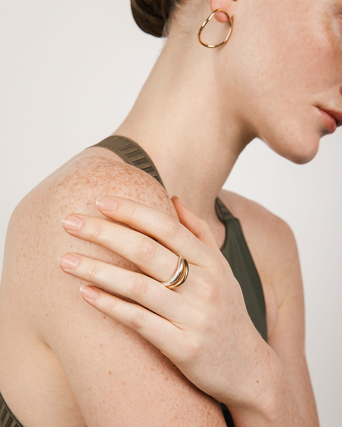 LMJ Hollow Ring in silver and gold finish