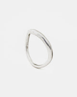 LMJ Hollow Ring in silver, organic-shaped ring styled on model