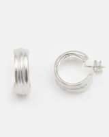 LMJ Layer Hoops in silver – clean, sculptural design with engraved texture