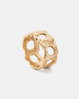 LMJ Gold Nebula Maxi handmade ring with a organic design on a white background