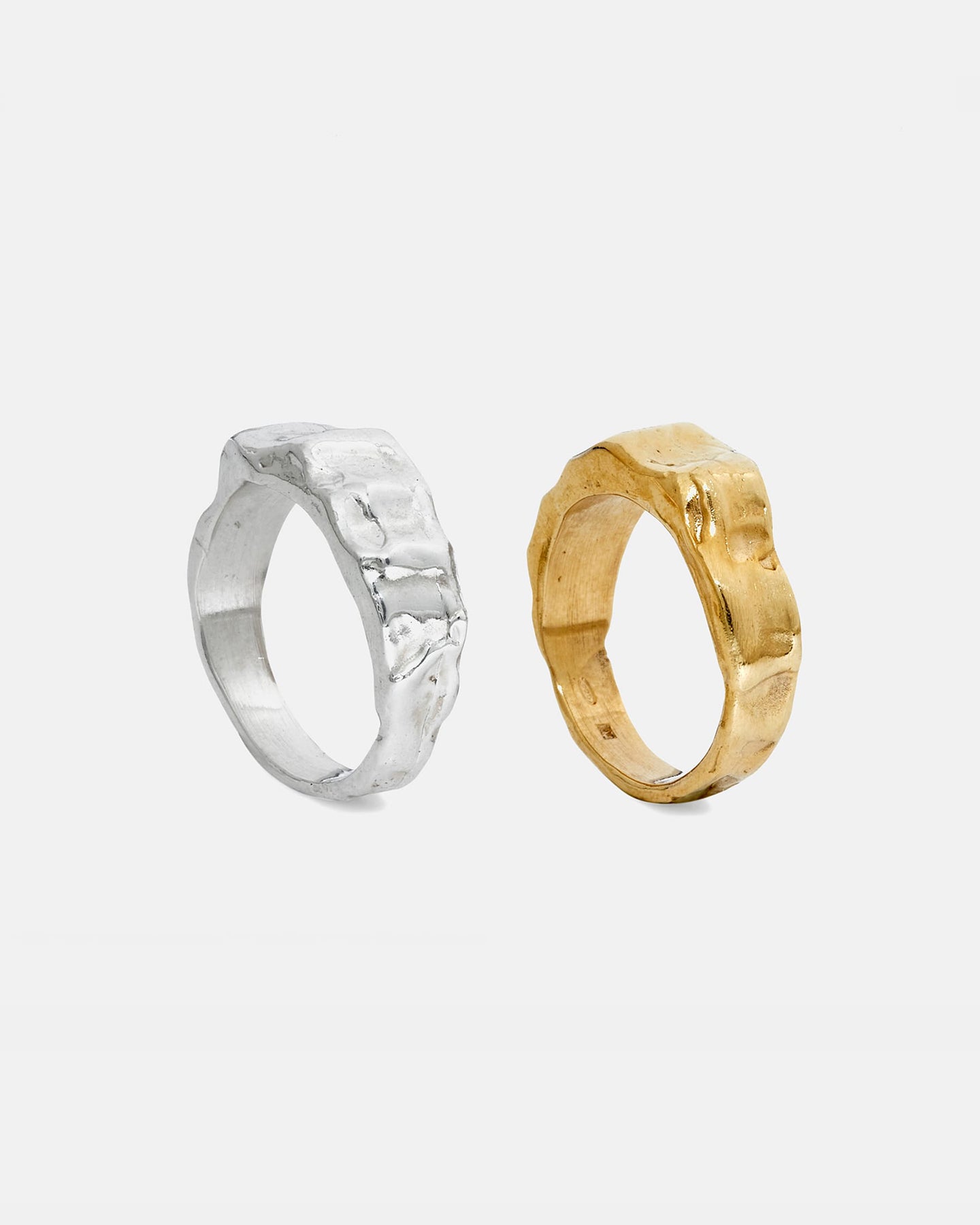 Gold and Silver LMJ Wave handmade ring on a white background