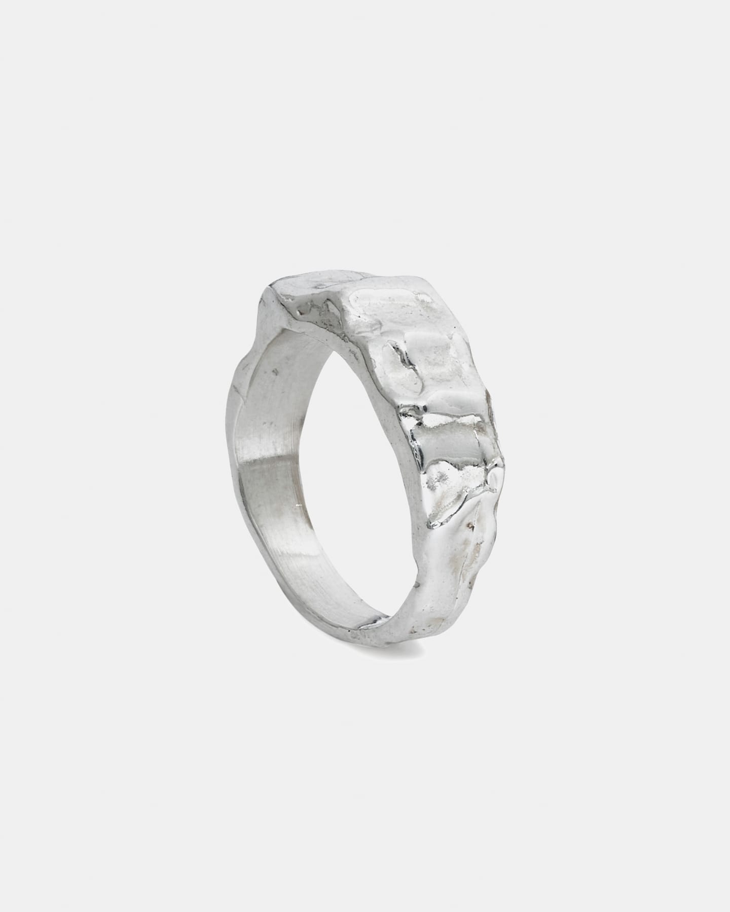 Silver LMJ Wave handmade ring on a white background