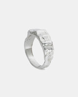Silver LMJ Wave handmade ring on a white background
