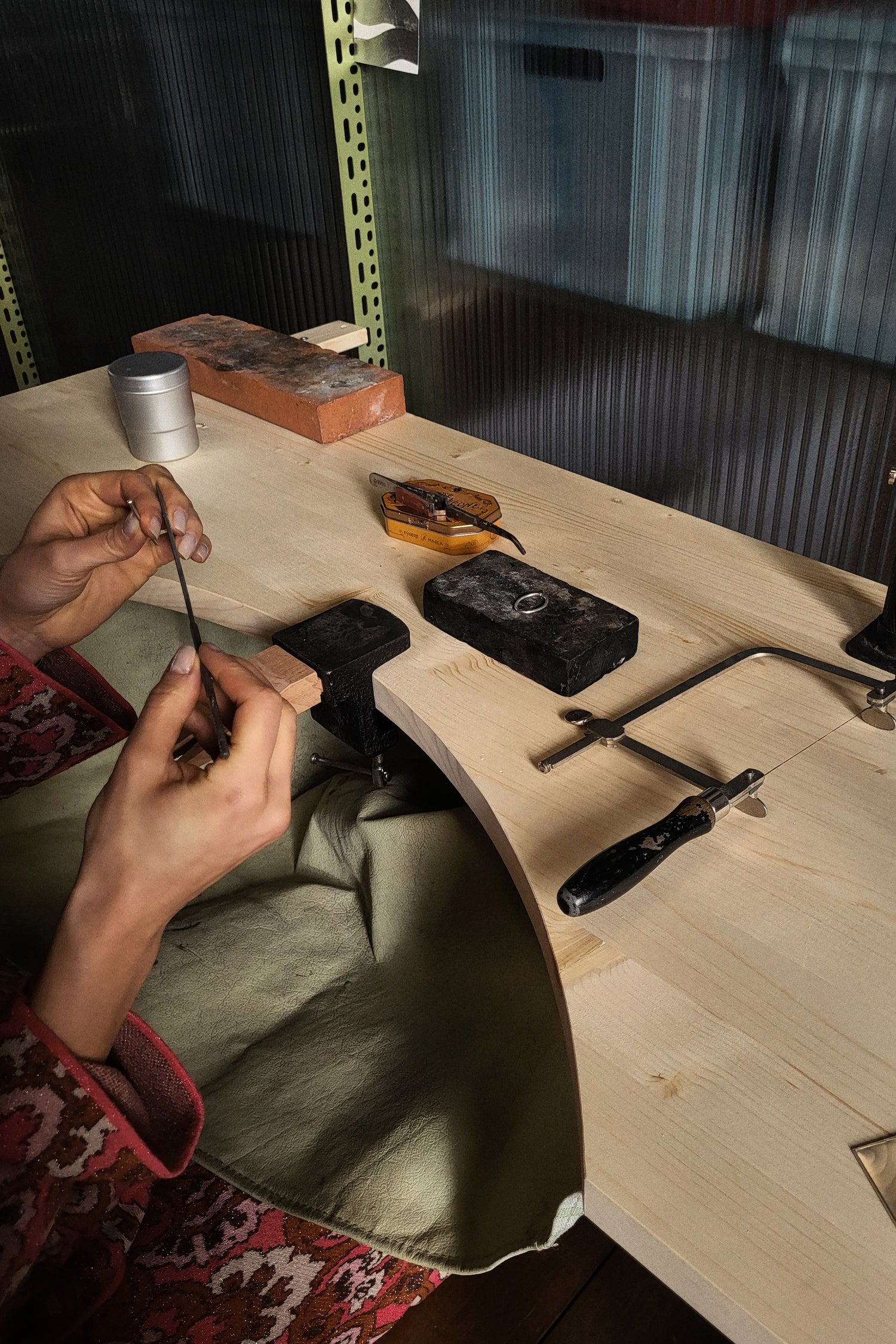 image of the bench during the LMJ Jewelry Making Workshop